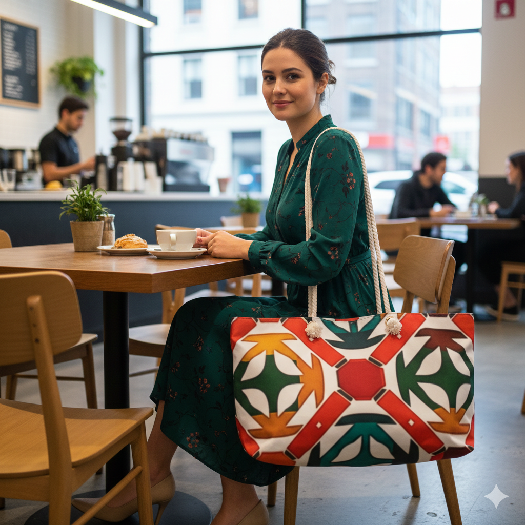 Geometric Tile Pattern Weekender Bag | Colorful Retro Mosaic | Large Tote Bag| Mom carry on bag | Working mom bag |tote bag