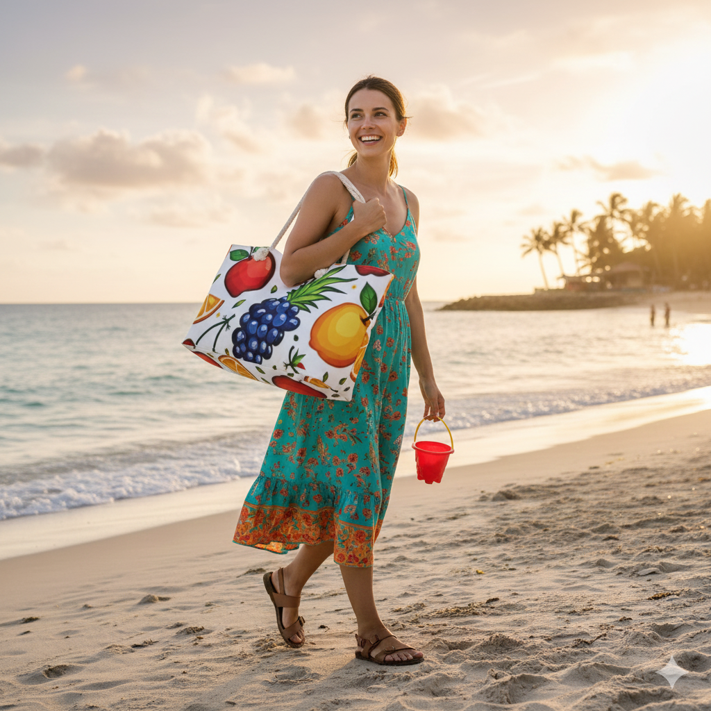 Colorful Fruit Pattern Weekender Bag | Tropical Pineapple Apple Orange Grapes | Large Tote Bag| Beach Tote| Mom carry on bag