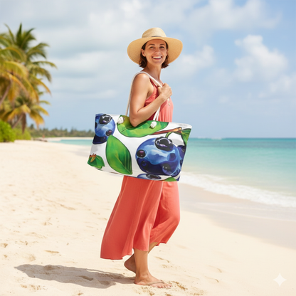 Blueberry Pattern Weekender Bag | Fruit Watercolor Large Tote Bag