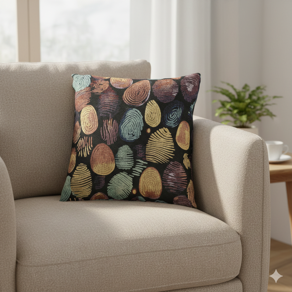 Abstract Pebble Tapestry Woven Pillow | Multicolor Stone Pattern Throw Cushion