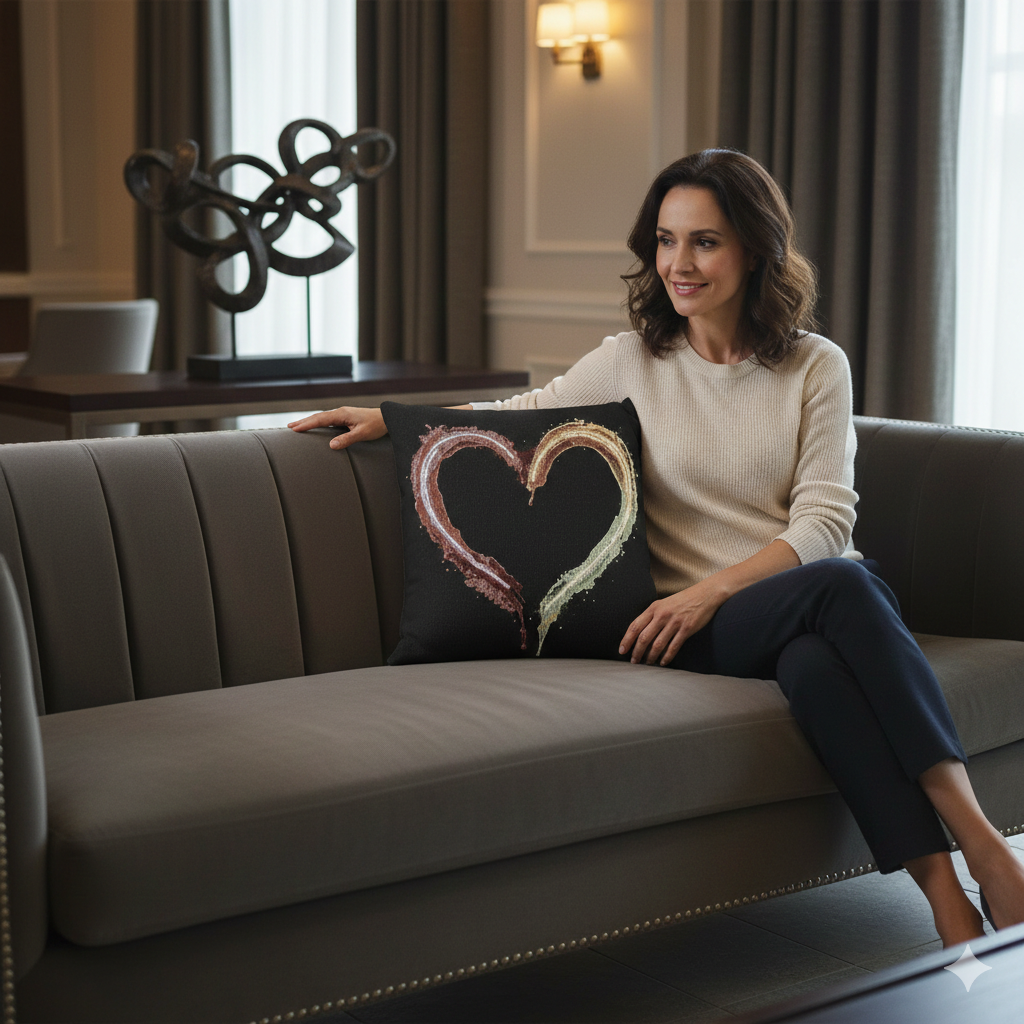 Iridescent Brushstroke Heart Pillow | Woven Pillow