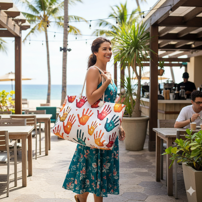 Colorful Handprints Weekender Bag | Painted Hands Pattern
