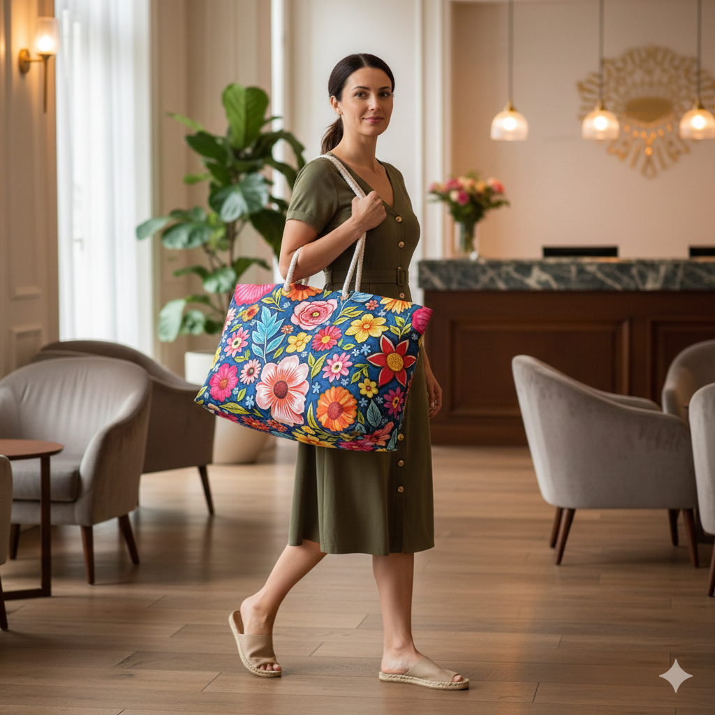 Colorful Floral Pattern Weekender Bag | Bright Boho Flower Tote