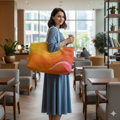 Sunset Abstract Waves Weekender Bag | Colorful Beach Tote