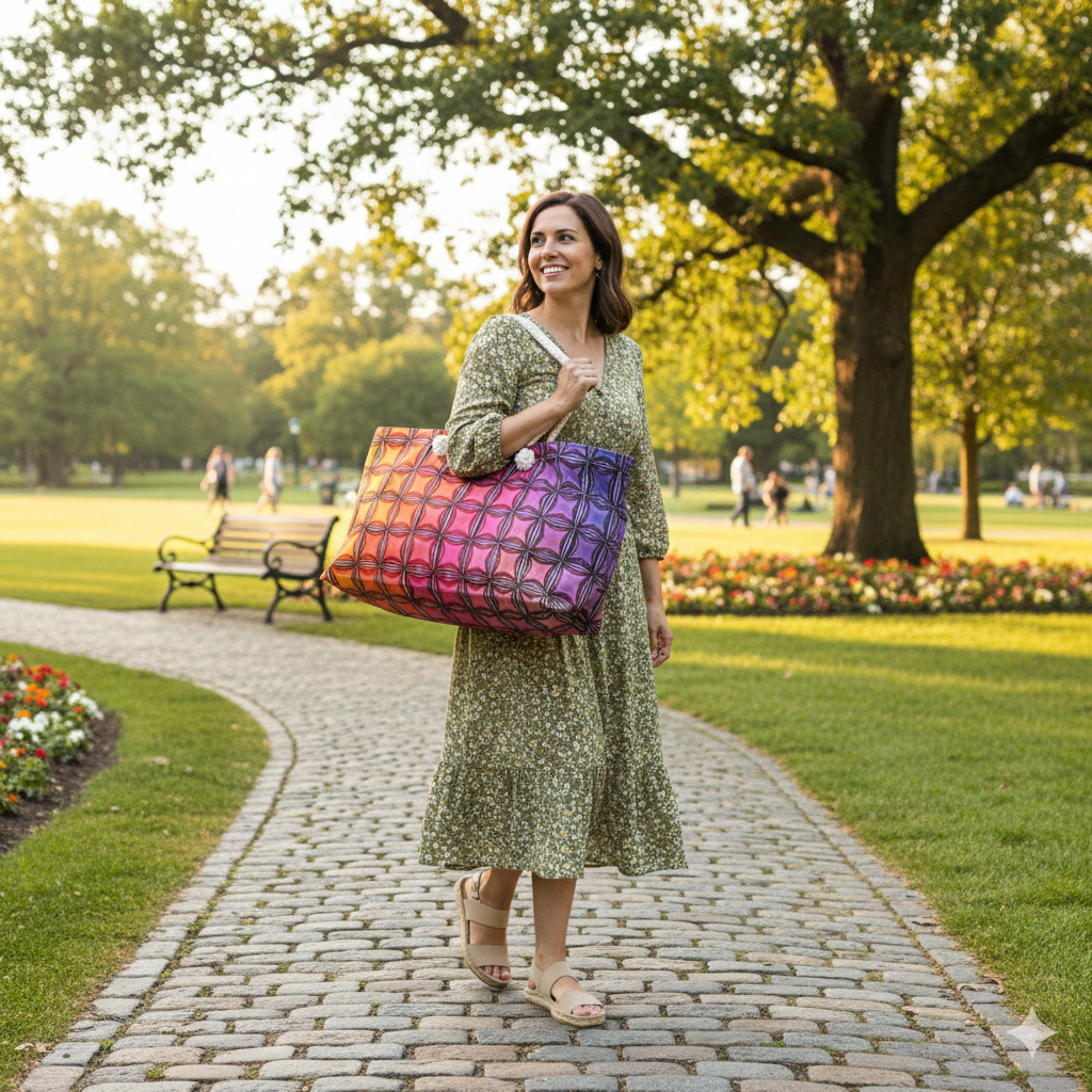 Colorful Geometric Tile Weekender Bag | Rainbow Gradient Pattern
