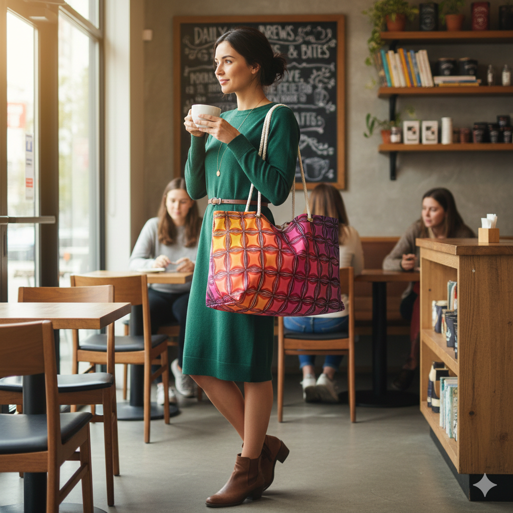 Colorful Geometric Tile Weekender Bag | Rainbow Gradient Pattern