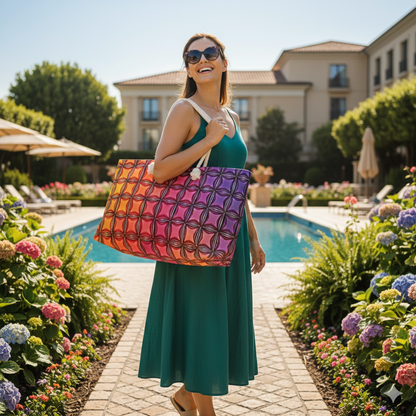 Colorful Geometric Tile Weekender Bag | Rainbow Gradient Pattern