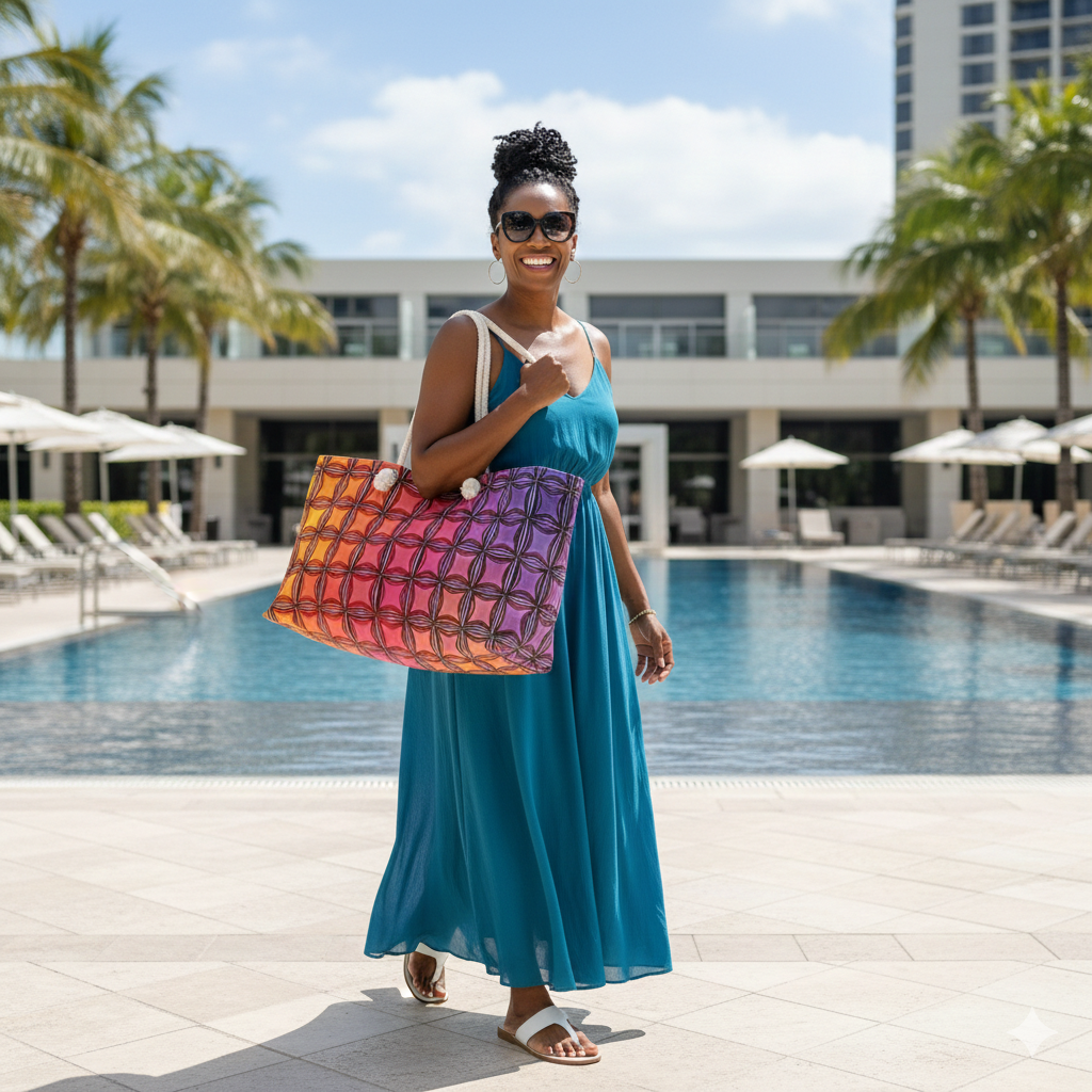 Colorful Geometric Tile Weekender Bag | Rainbow Gradient Pattern