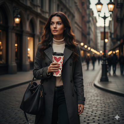 Hand Drawn Hearts Stainless Steel Travel Mug | Valentine Pattern