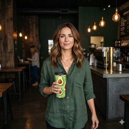 Avocado Pattern Stainless Steel Travel Mug — Reusable Insulated Coffee Tumbler