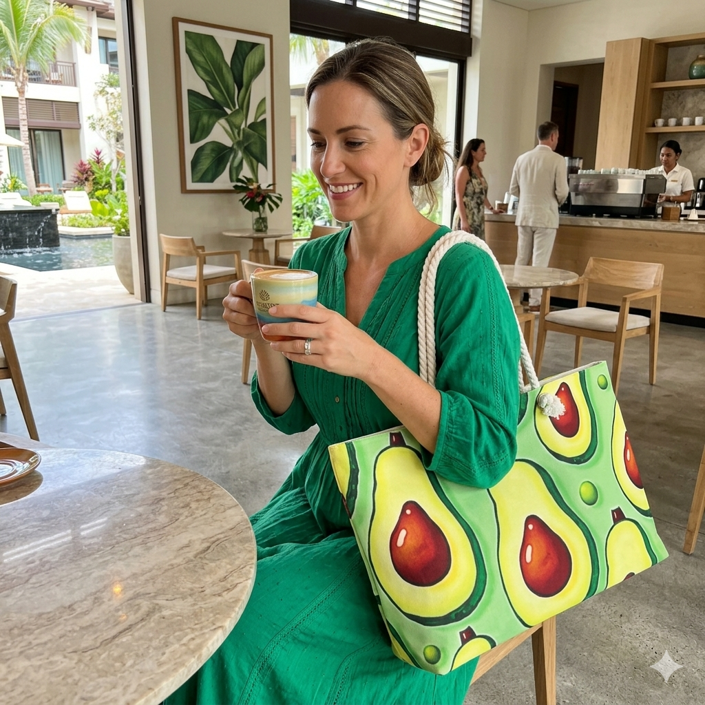 Avocado Print Weekender Bag — Cute Fruit Tote for Travel & Beach