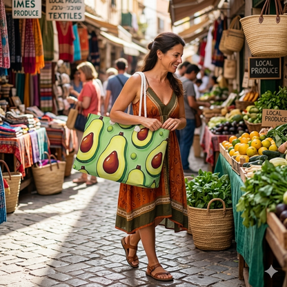 Avocado Print Weekender Bag — Cute Fruit Tote for Travel & Beach