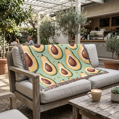 Avocado Pattern Woven Blanket – Cozy Decorative Throw for Kitchen, Living Room & Gifts