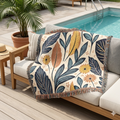 Botanical Leaves Woven Blanket — Reversible Floral Throw for Living Room & Bedroom