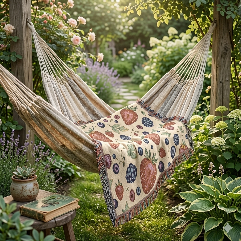 Strawberry Patch Woven Blanket — Fruit Pattern Throw for Kitchen, Picnic & Cozy Home Decor
