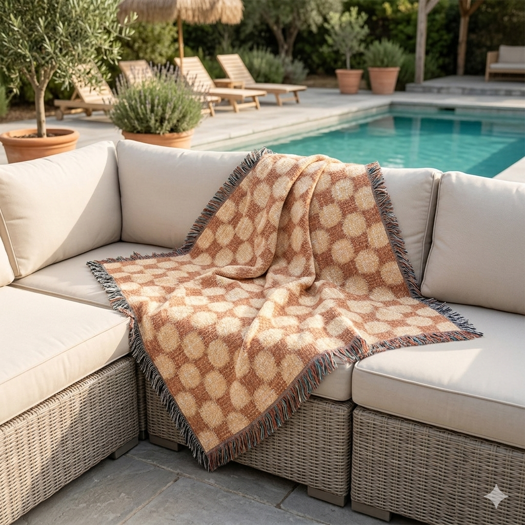 Geometric Checkered Woven Throw Blanket