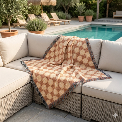 Geometric Checkered Woven Throw Blanket