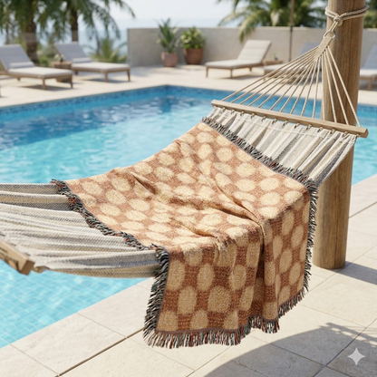 Geometric Checkered Woven Throw Blanket