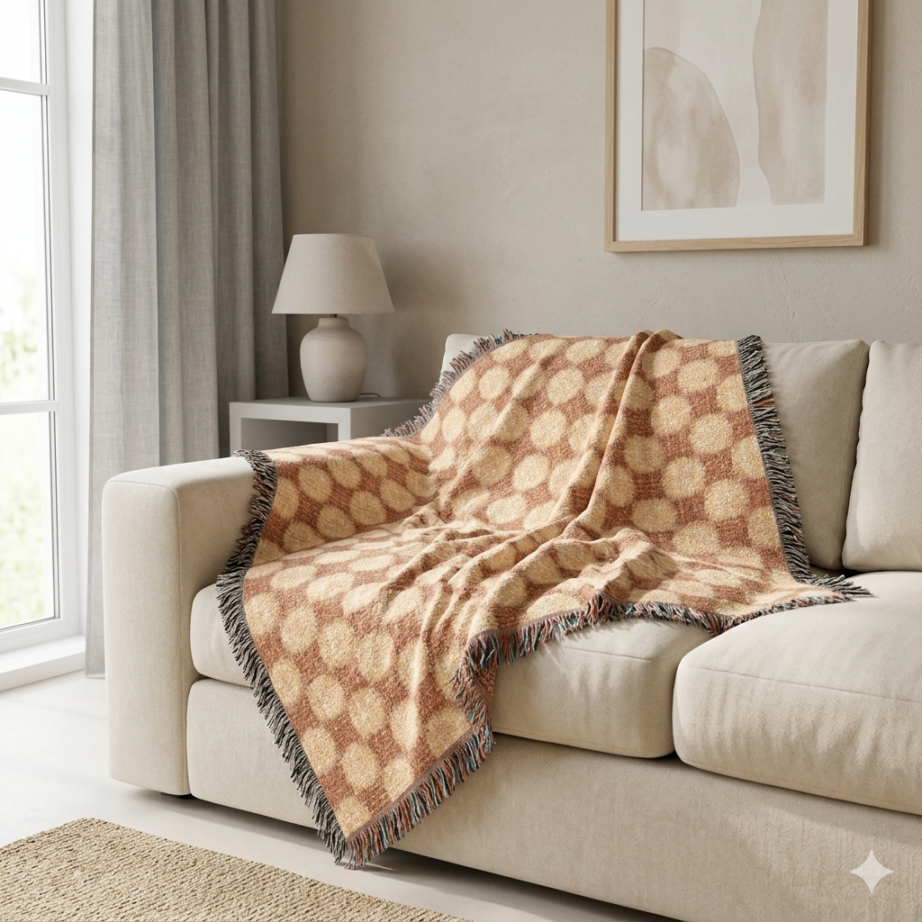 Geometric Checkered Woven Throw Blanket