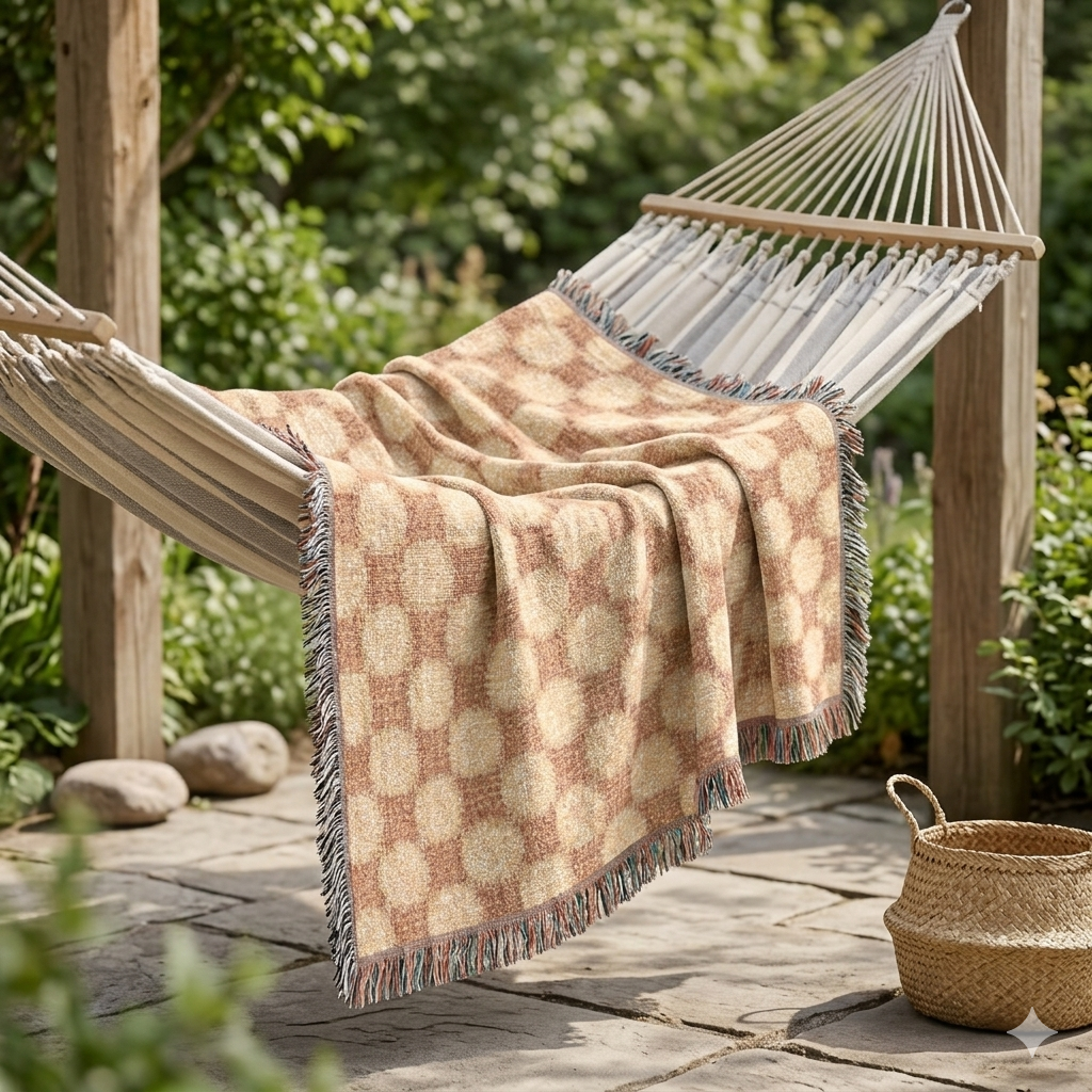 Geometric Checkered Woven Throw Blanket