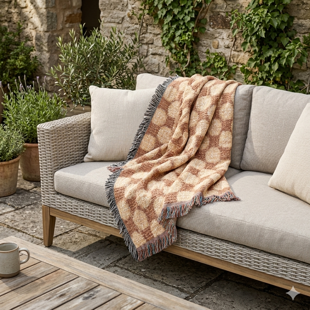 Geometric Checkered Woven Throw Blanket