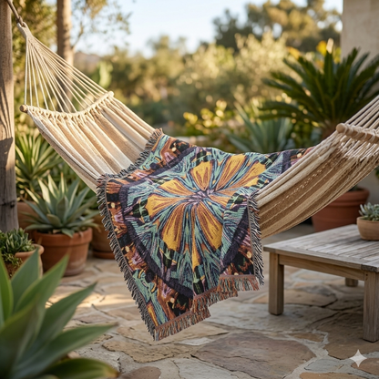 Kaleidoscope Mandala Woven Blanket — Boho Decorative Throw for Living Room & Gift