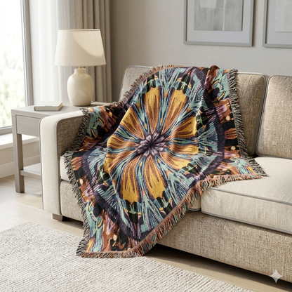 Kaleidoscope Mandala Woven Blanket — Boho Decorative Throw for Living Room & Gift