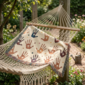 Handprint Woven Blanket — Cozy Decorative Throw with Playful Handprint Pattern