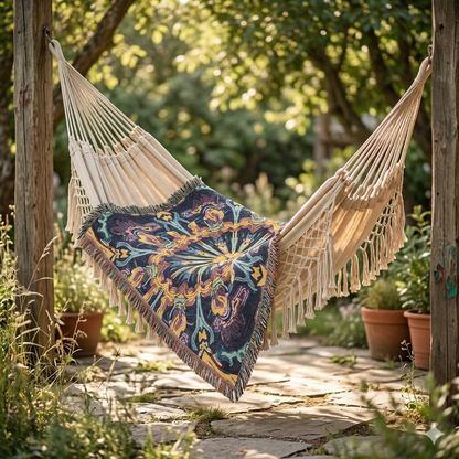 Bohemian Mosaic Woven Blanket — Vintage Tile Medallion Blanket Throw