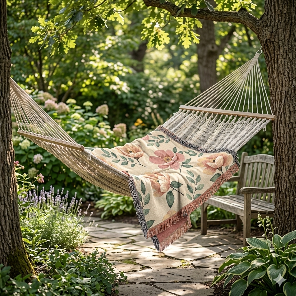 Floral Woven Blanket — Vintage Botanical Throw Blanket