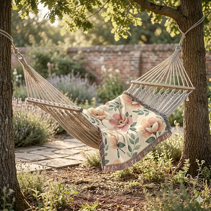 Floral Woven Blanket — Vintage Botanical Throw Blanket