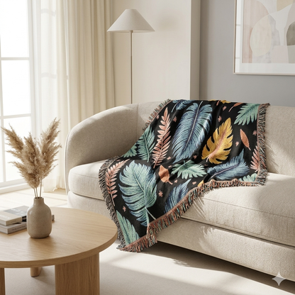 Feathered Leaves Woven Blanket