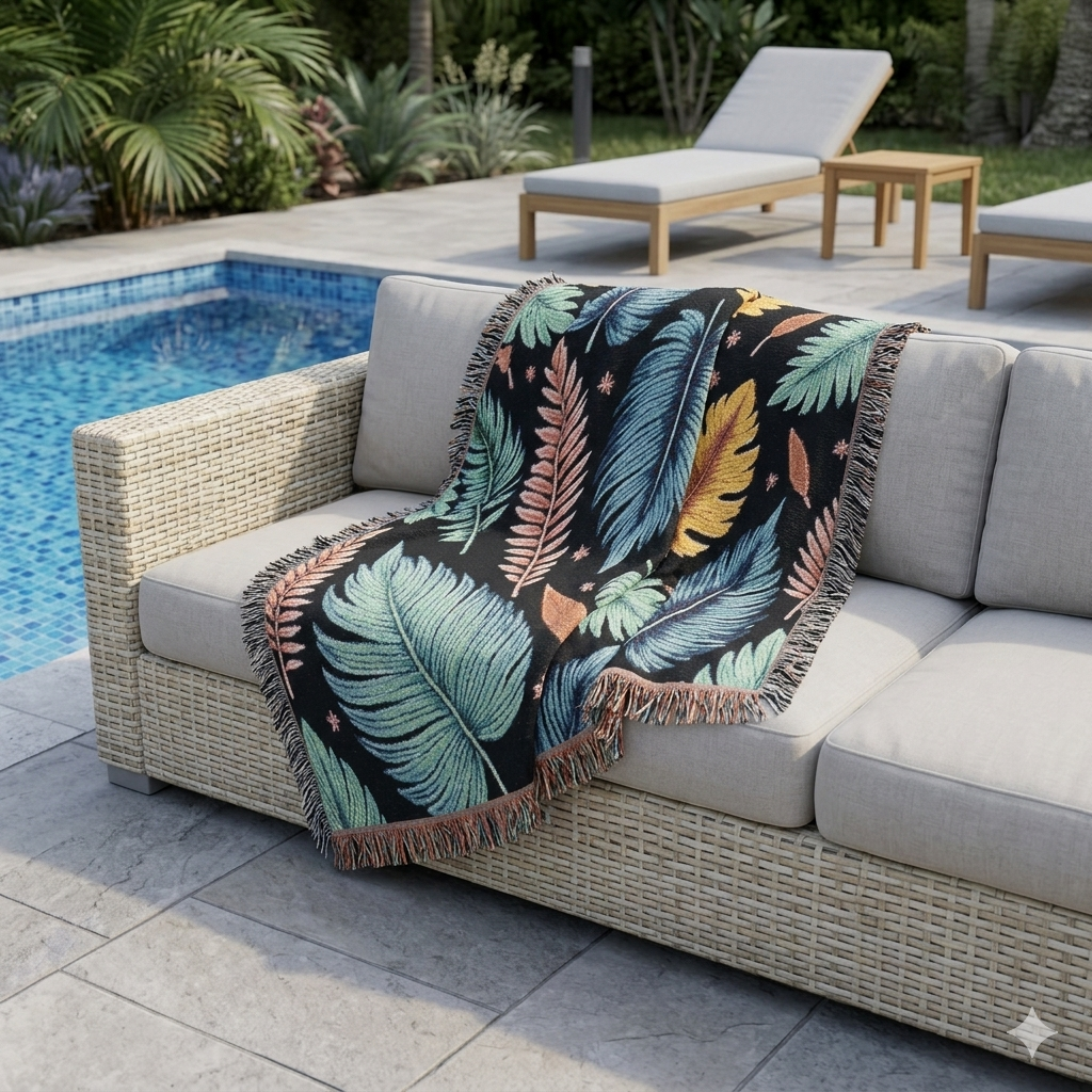 Feathered Leaves Woven Blanket