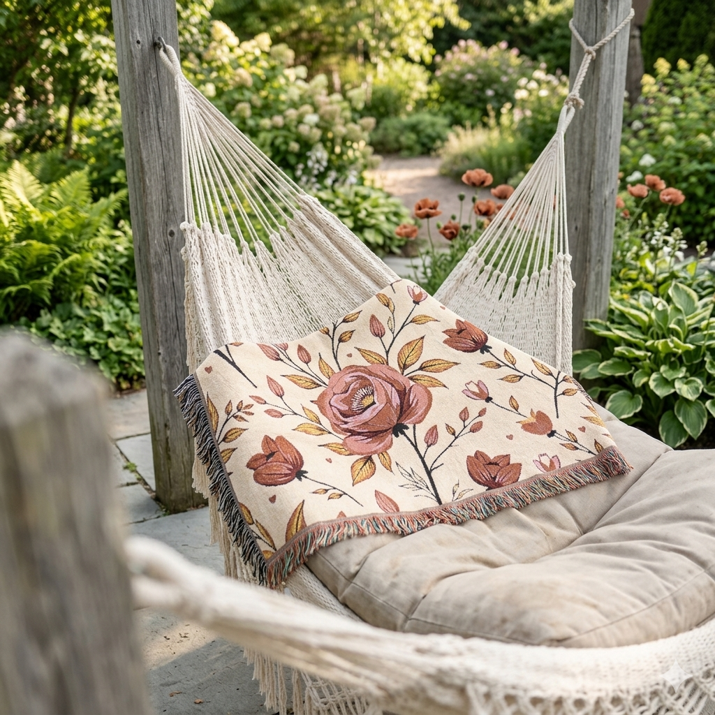 Floral Woven Blanket — Vintage Rose Throw