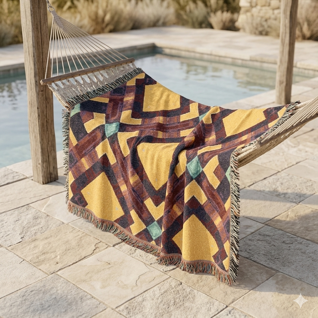 Southwest Diamond Woven Blanket — Geometric Boho Throw for Living Room & Camping
