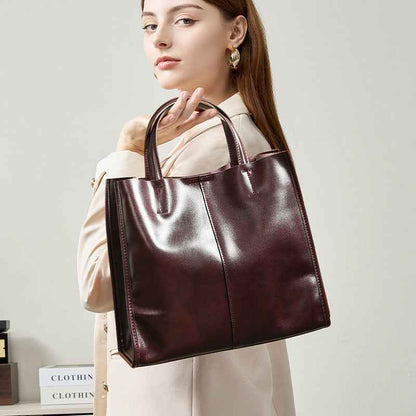Genuine Leather High-End Womens Stylish And Versatile Handbag