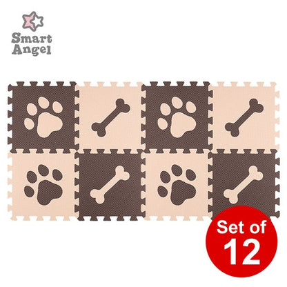 [ ケース販売 ]  SmartAngel  抗菌くみあわせマット 8枚入り（ブラウン&ベージュ:DOG）×12個入 [西松屋]【日本出荷】