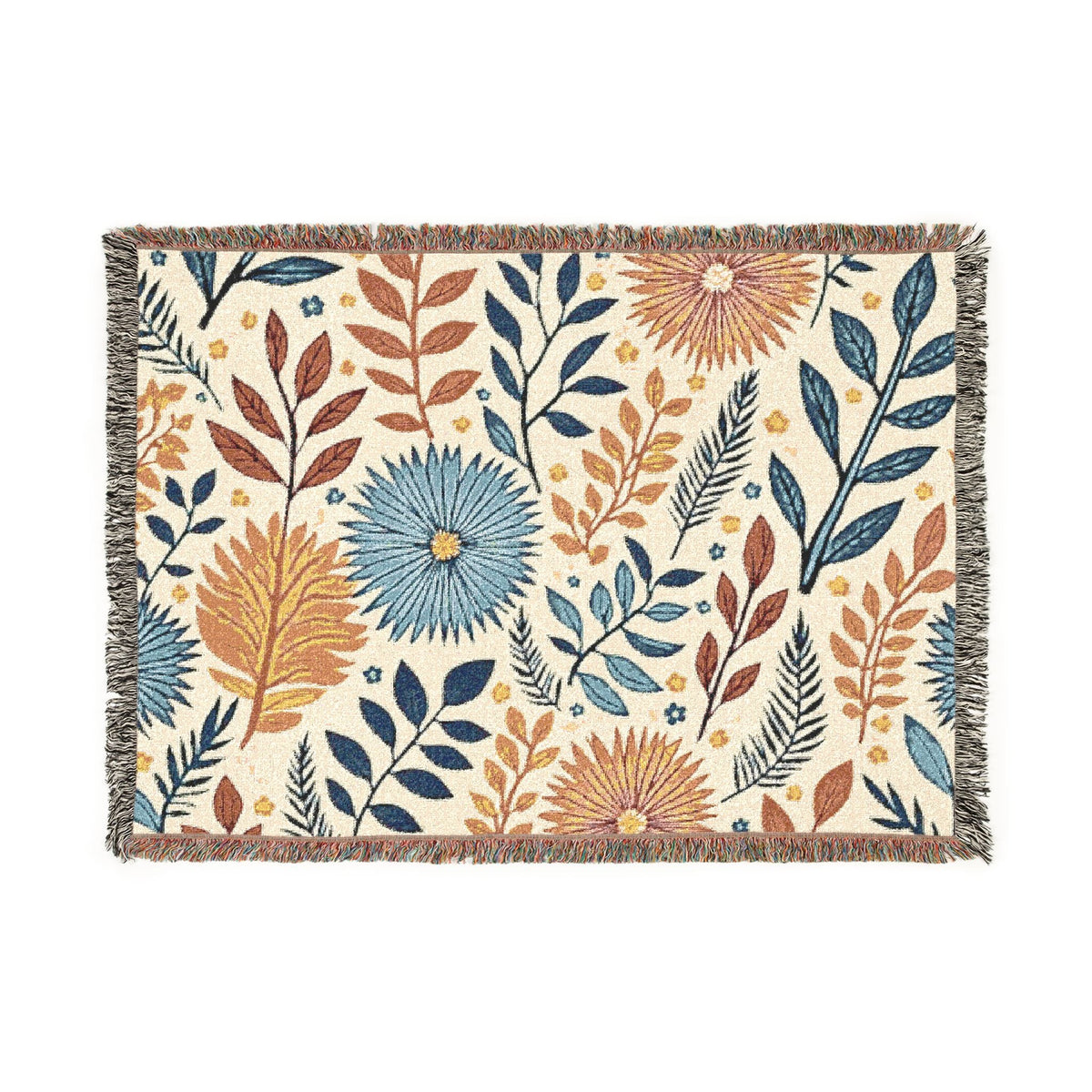 Floral Woven Blanket — Reversible Boho Throw for Living Room & Bedroom