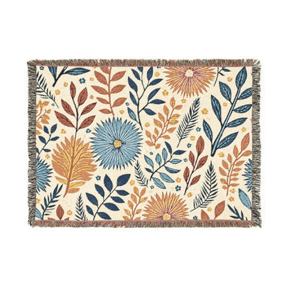 Floral Woven Blanket — Reversible Boho Throw for Living Room & Bedroom