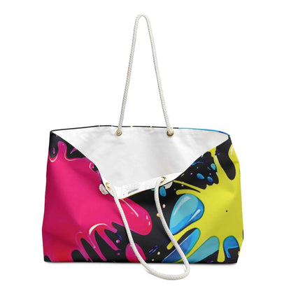 Neon Paint Splat Weekender bag | Colorful Splash Tote | Large Tote Bag