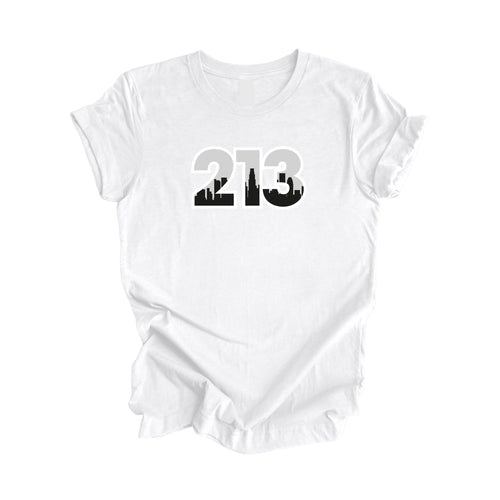 213 Los Angeles California USA Area Code City Skyline Gift - Unisex T-Shirt - Inspired X