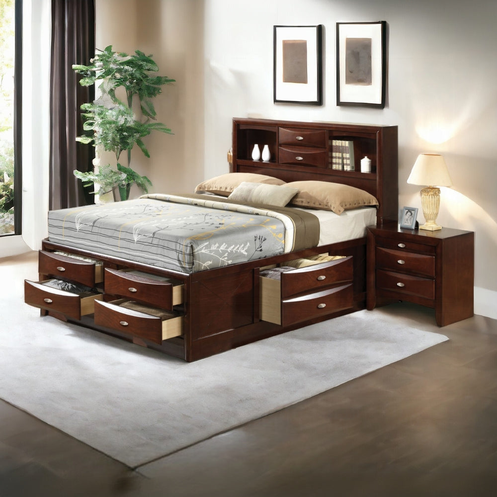 Neend Multi Drawer Storage Platform Bed - Espresso