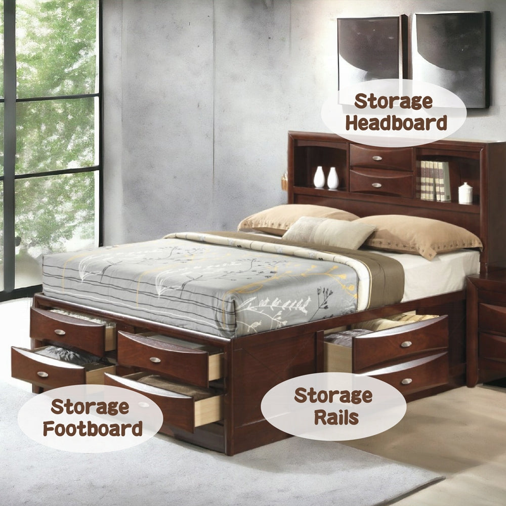 Neend Multi Drawer Storage Platform Bed - Espresso