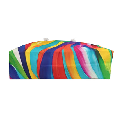 Colorful Abstract Wave Weekender Bag | Rainbow Stripes  Large Tote Bag