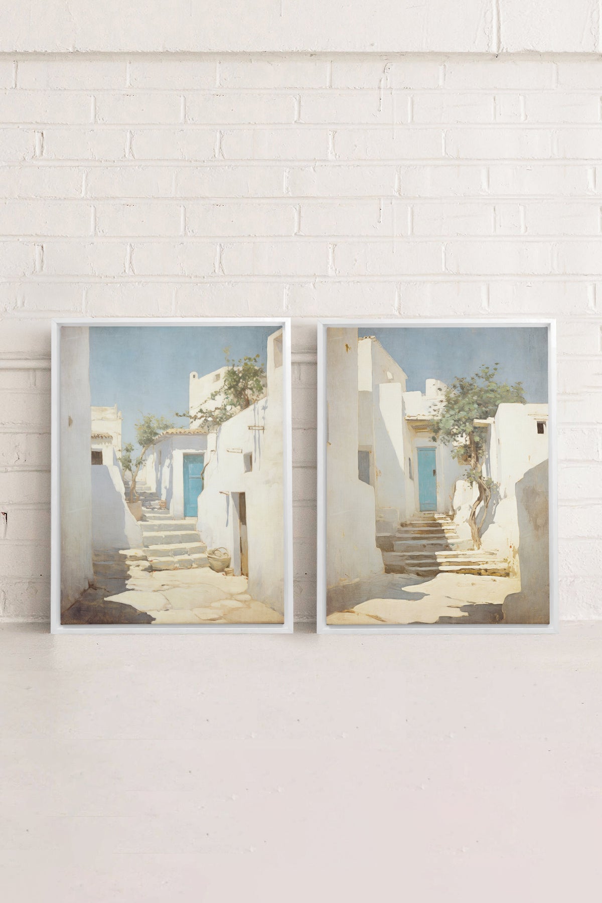 COMBINAISON VINTAGE GREEK VILLAS (2 Oeuvres sur toile étirée)