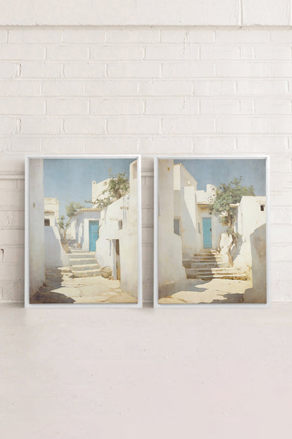 COMBINAISON VINTAGE GREEK VILLAS (2 Oeuvres sur toile étirée)