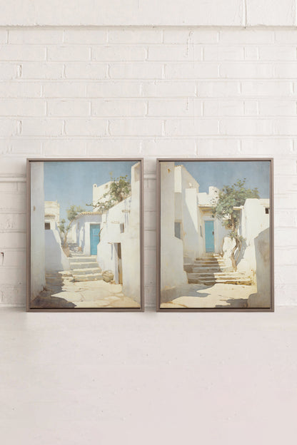 COMBINAISON VINTAGE GREEK VILLAS (2 Oeuvres sur toile étirée)
