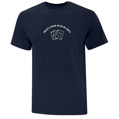 T-shirt "Mêlé(e) Comme Un Jeu De Cartes" brodé