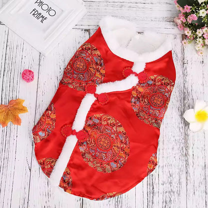 Lunar New Year Prosperity Brocade Dog Vest