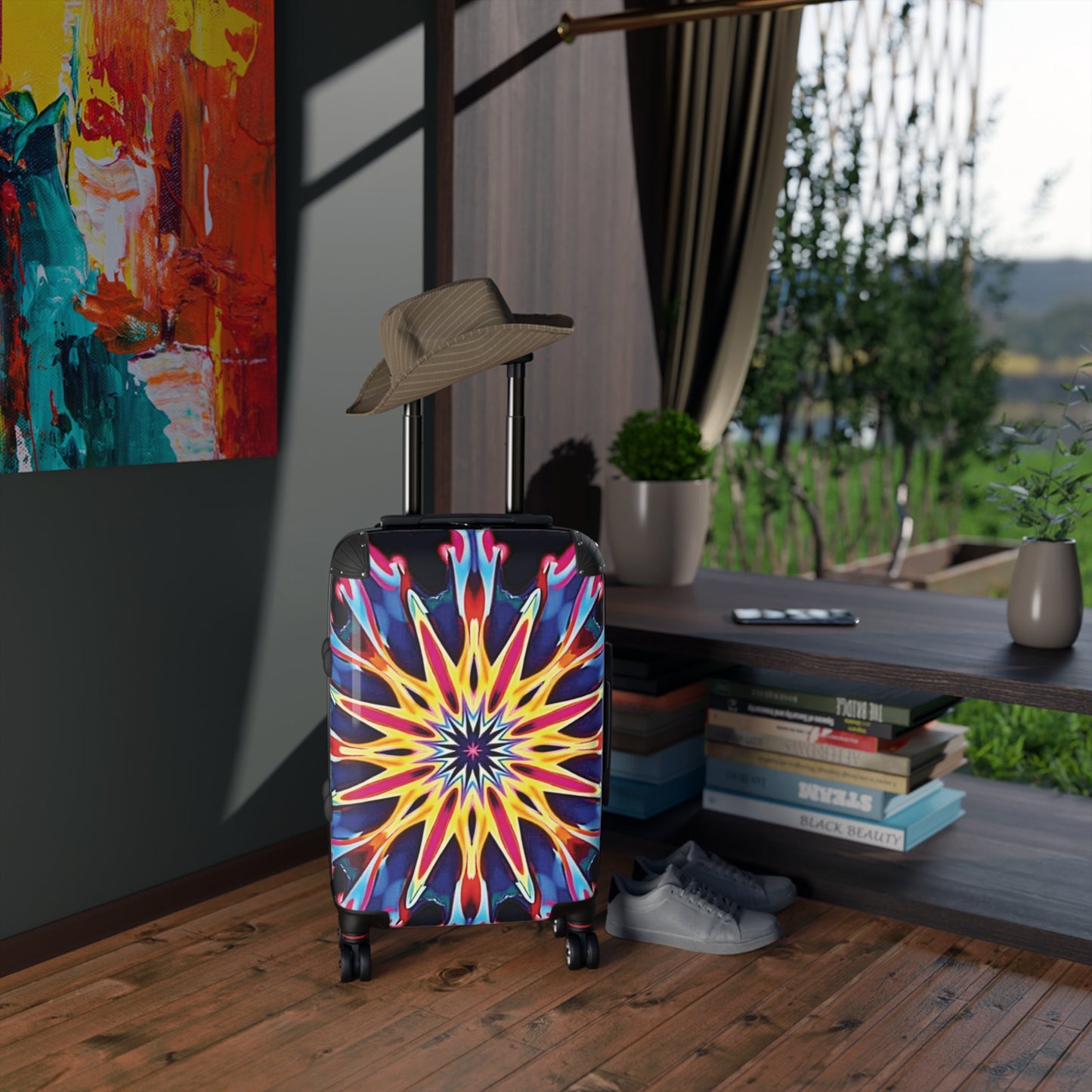 Kaleidoscope Star Carry-On Suitcase — Colorful Mandala Travel Luggage